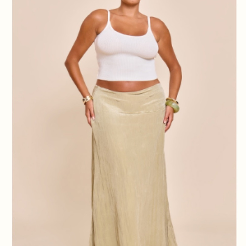 PrettyLittleThing Light Olive Maxi Skirt